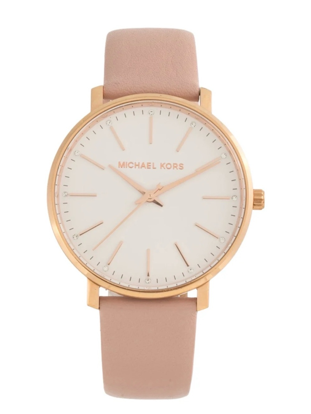 Michael Kors Women’s Blush Pink Leather Strap Rose Gold-Tone Watch